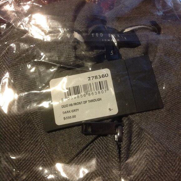 Ted Baker Dejo Men's Gray Herringbone Zip Up Jacket - X-Large (EU5) - NWT - Picture 2 of 6